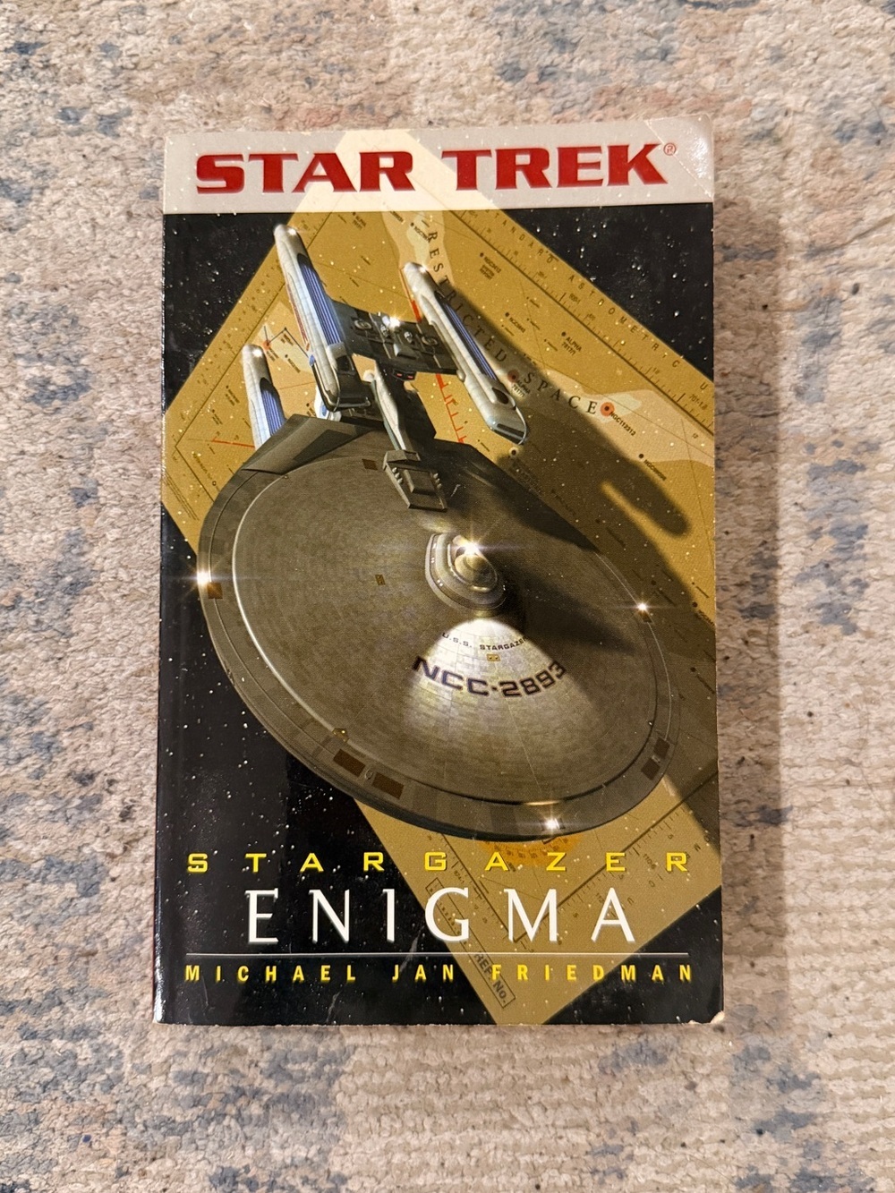 STAR TREK Stargazer Enigma Paperback by Michael Jan Friedman - Black/Gold Cover